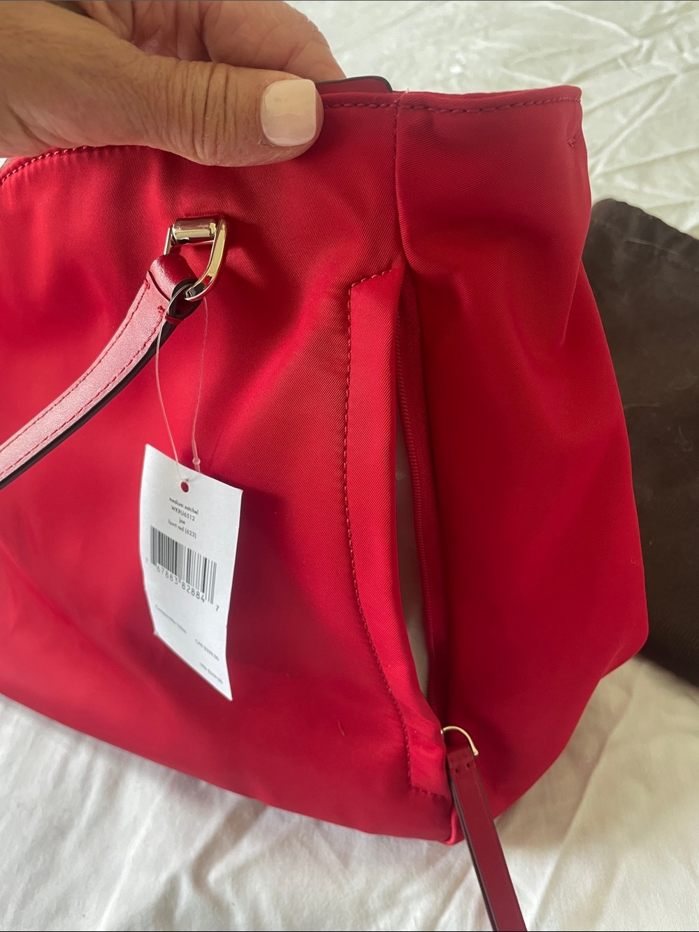NWT kate spade Red canvas Tote with Gold Spade Accent - Picture 9 of 10